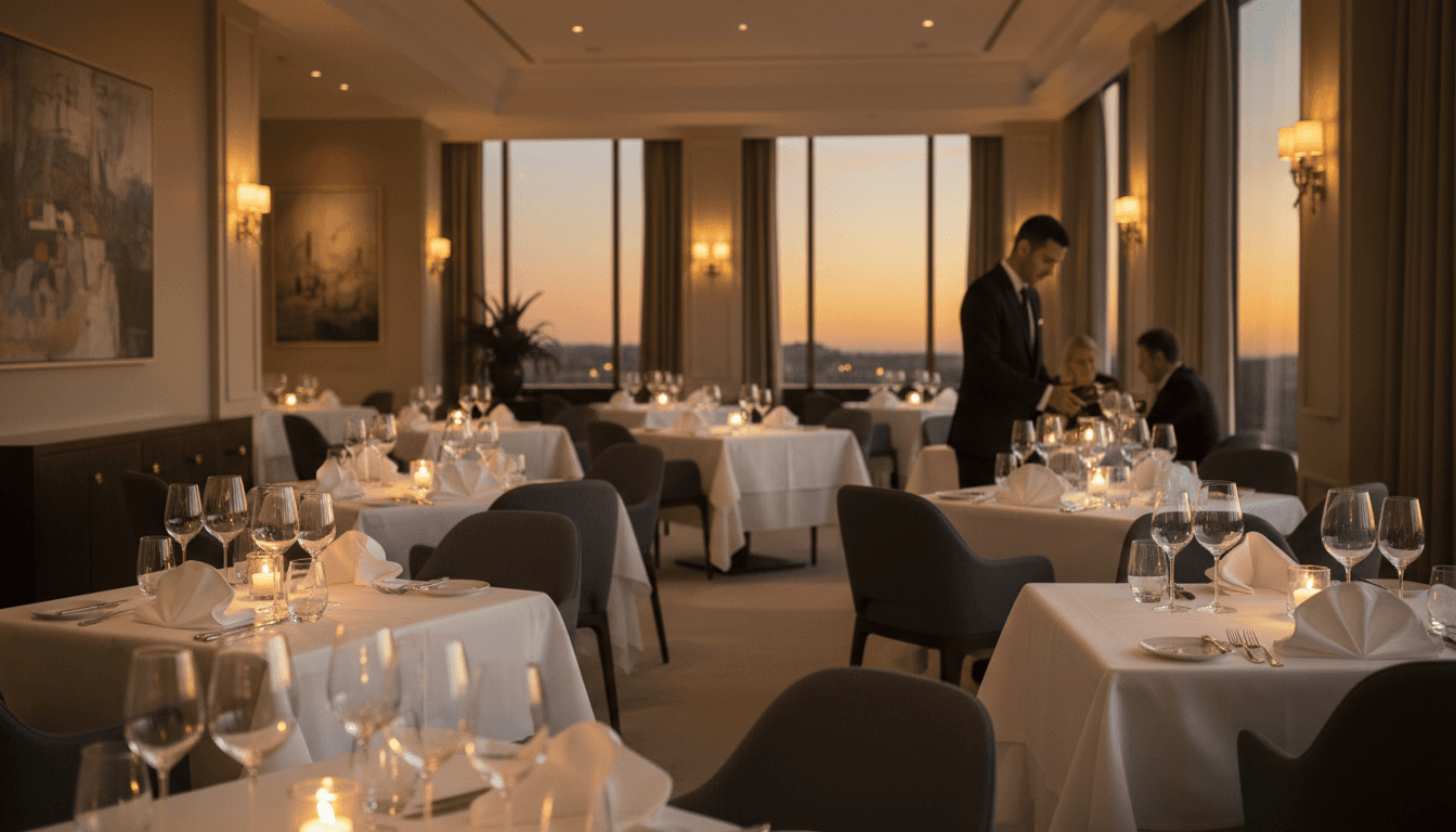 Pristine restaurant interior ready for service